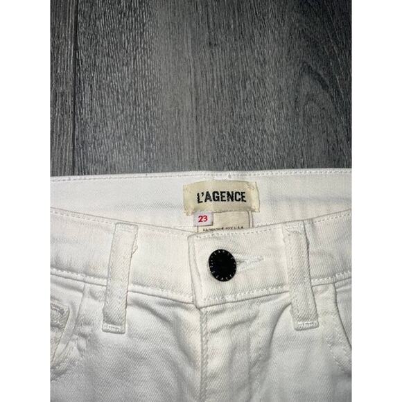 L'AGENCE High Rise Jean Shorts White Sz 23 A004713 - Picture 4 of 9
